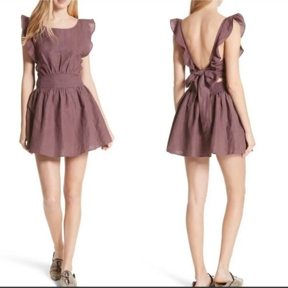 FREE PEOPLE Erin Ruffle Tie Back Mini Dress, Sz M